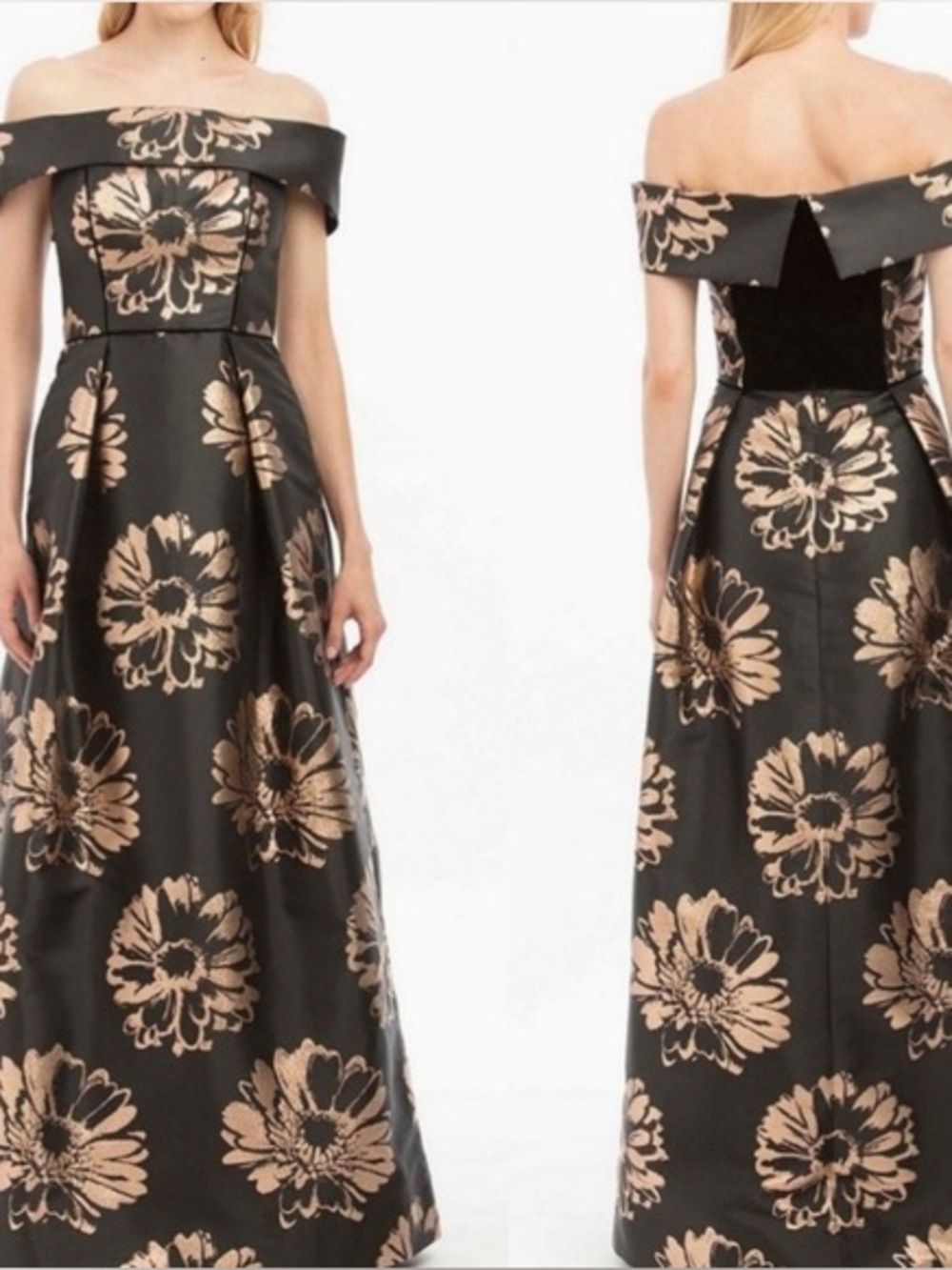 Nicole miller off shoulder fit and flare formal ball gown large